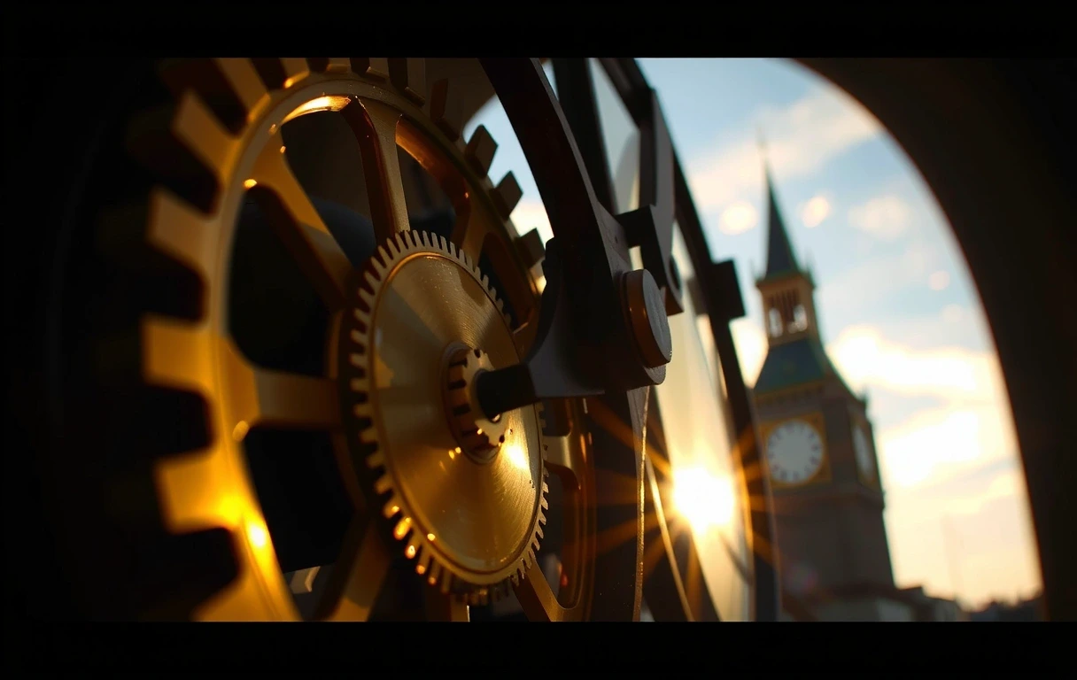 Intricate mechanical clock interior