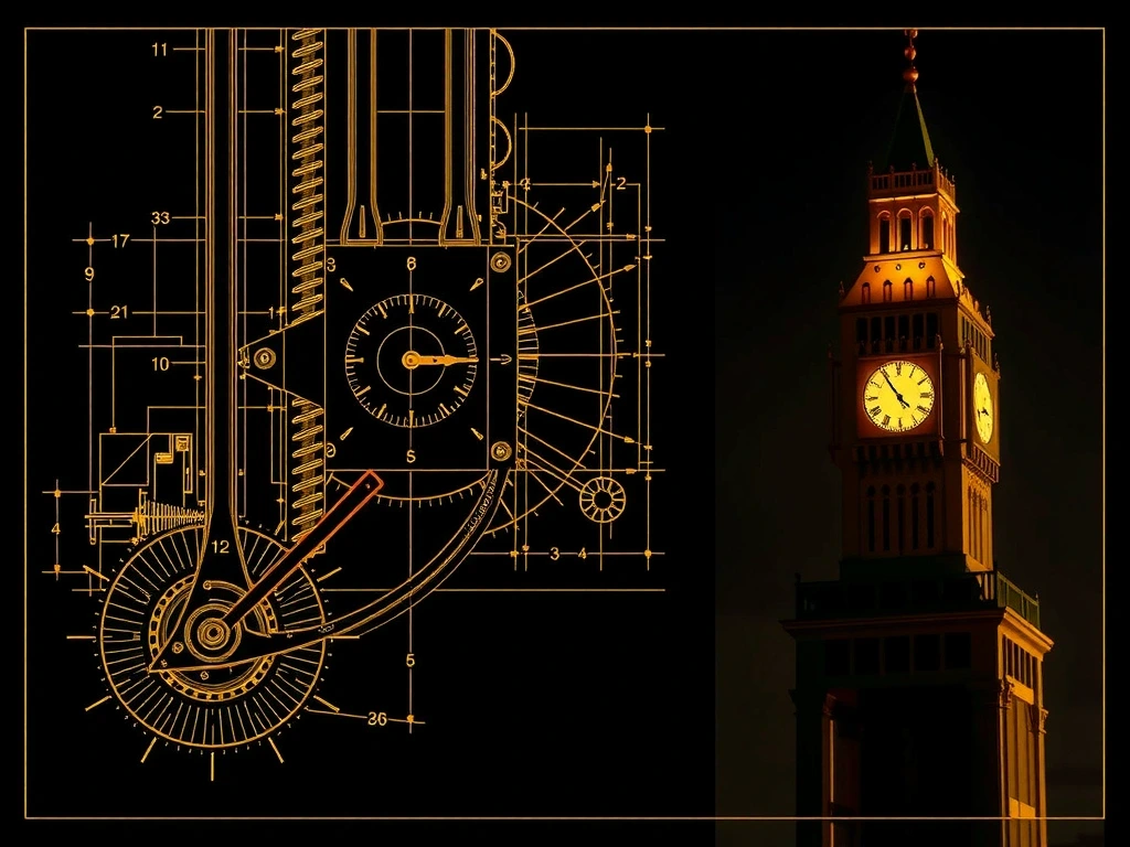 Technical schematic of clock mechanism